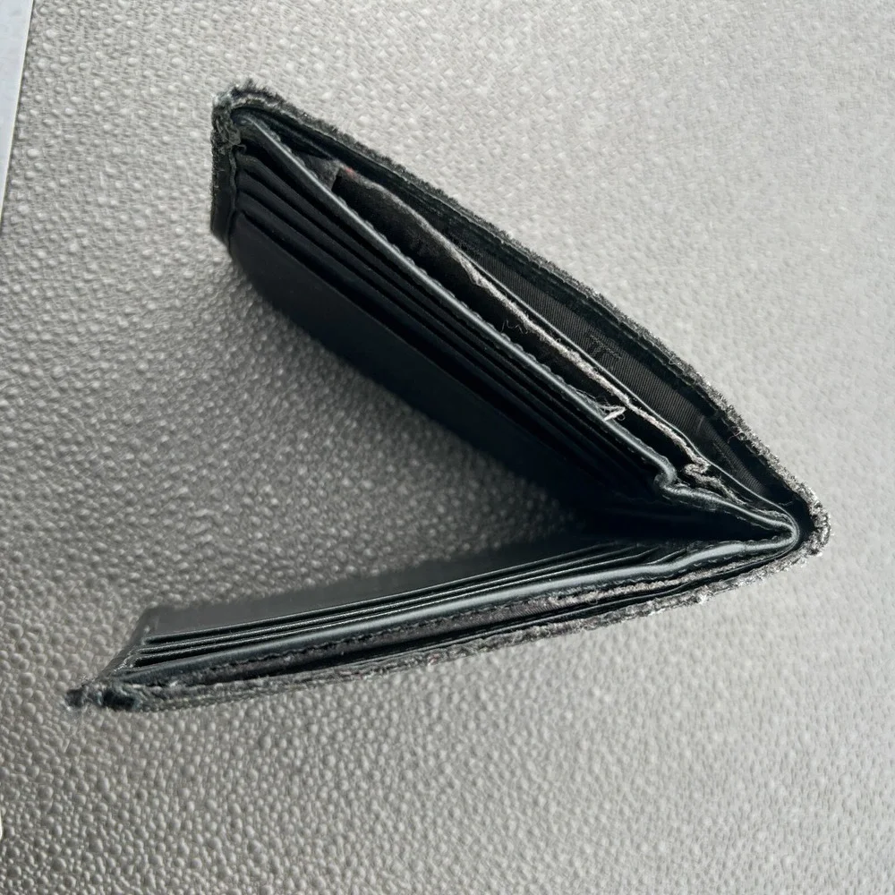 TUMI Black Ballistic Nylon Leather Double Billfold EDC Mens Wallet RFID Protect
